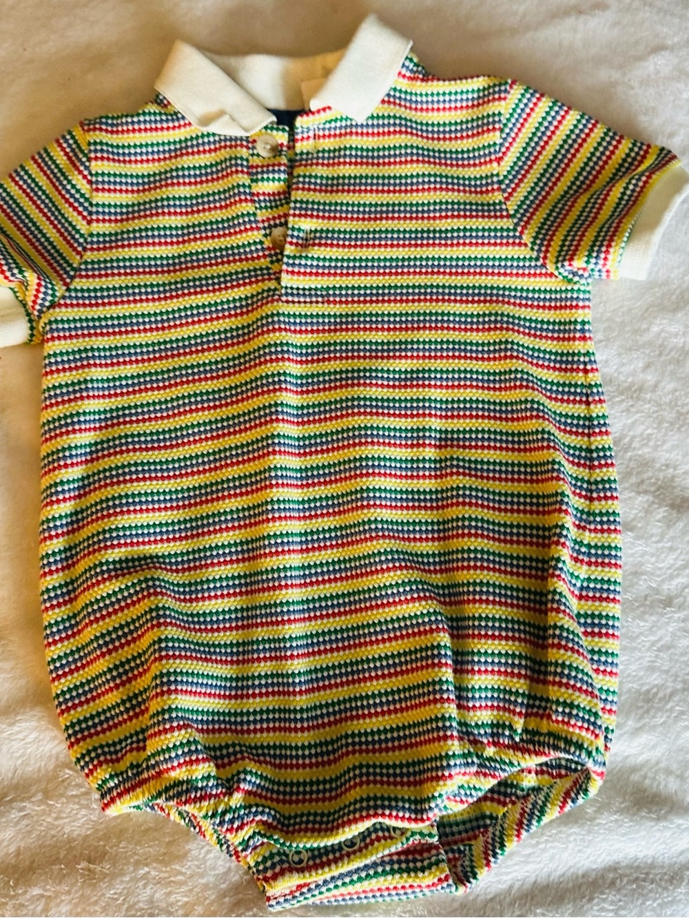 Old Navy Multicolor Striped Polo Romper with White Collar